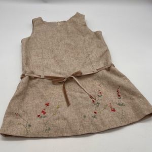 Jacadi Paris 🇫🇷 Wool Embroidered Jumper Pinafore Dress Size 4T